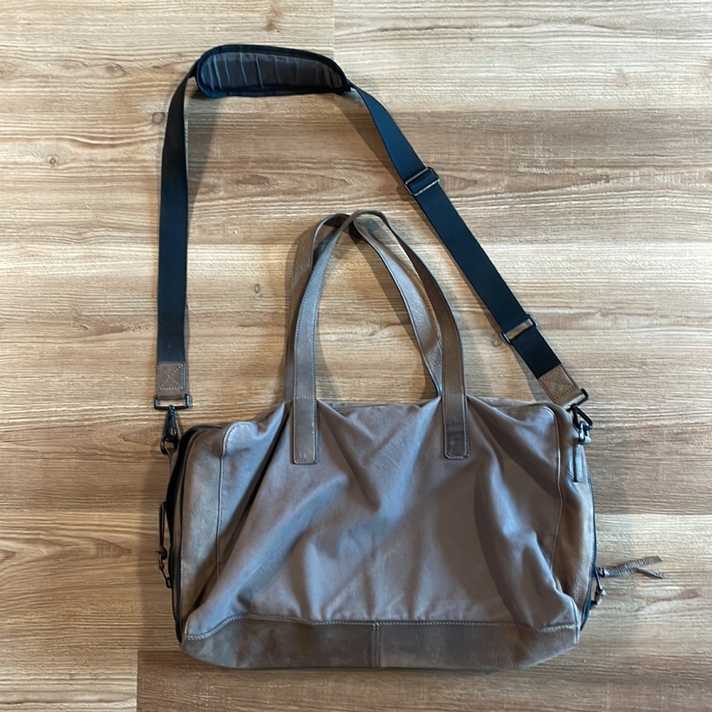Allsaints Brown leather/canvas weekender - Picture 3 of 11